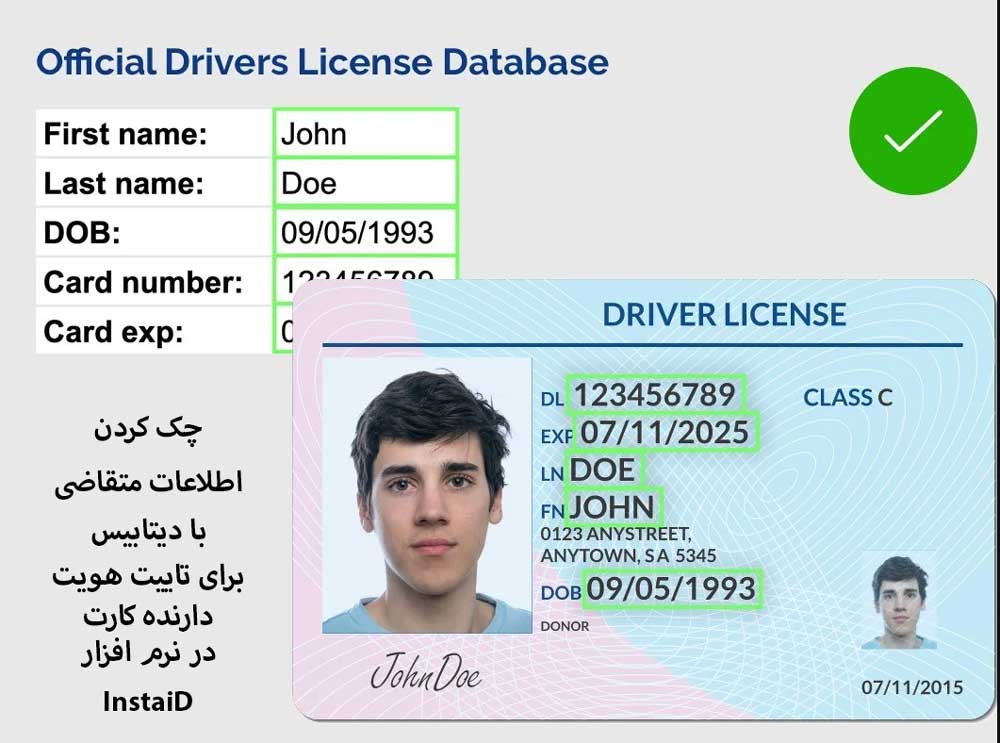 اتصال به اطلاعات دیتابیس و کارت برای تایید هویت در نرم افزار کارت insta id